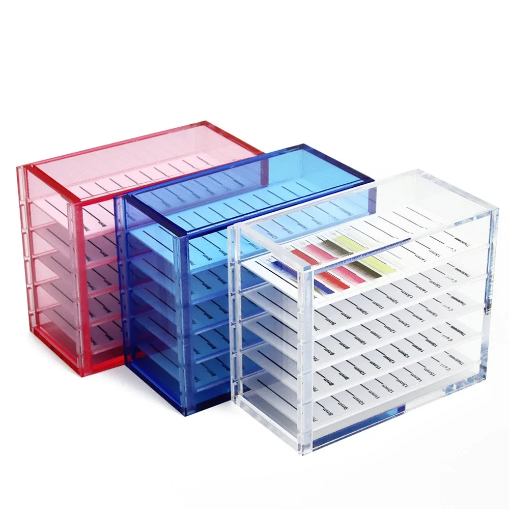 

Eyelash Extensions Storage Box 5 Layers Acrylic Pallets Holders With Scale Lash Organizer False Eyelashes Makeup Tools Supplies