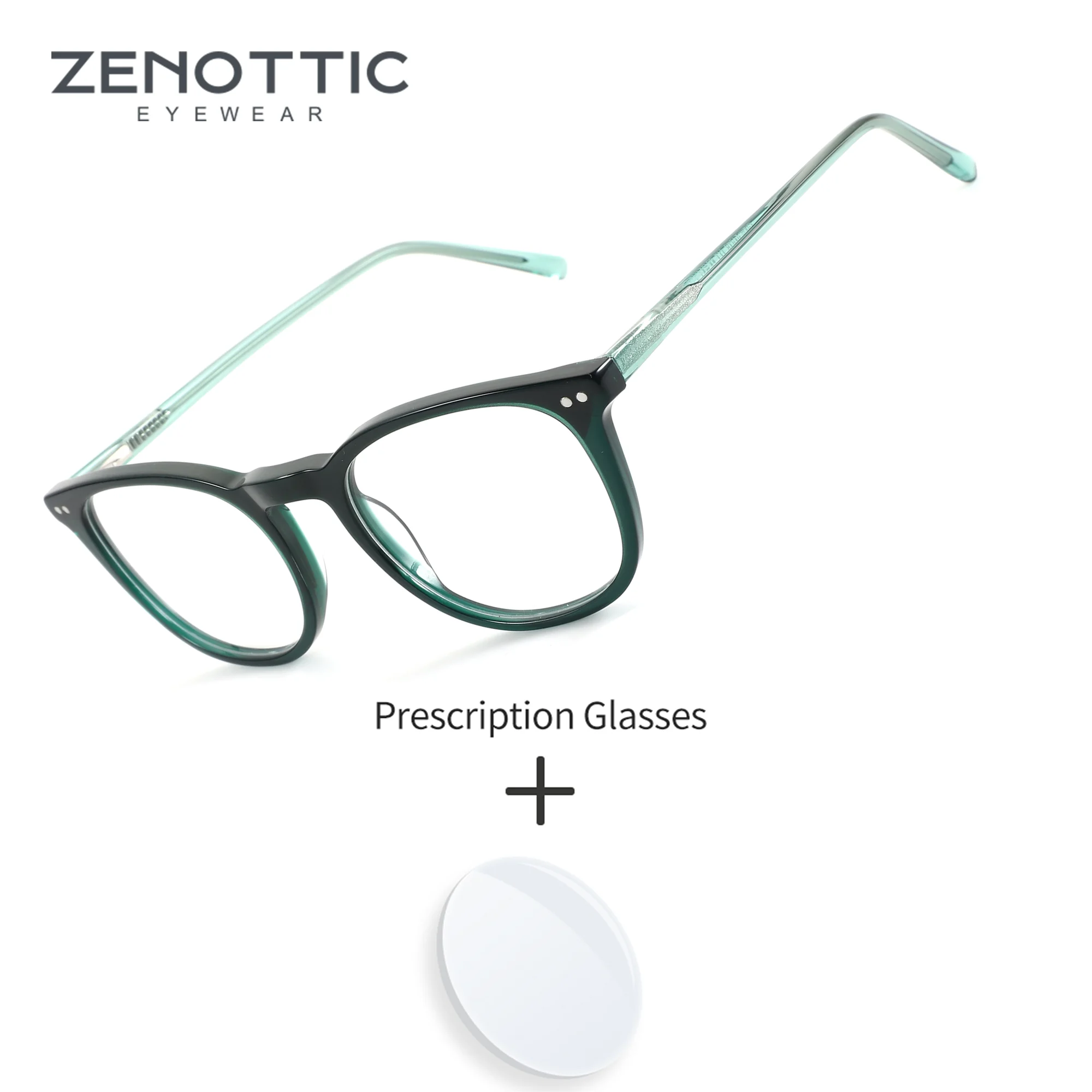 

ZENOTTIC Small Size Unisex Round Acetate Optical Lenses with Prescription Multifocal Blue Light Blocking Daily Eyewear