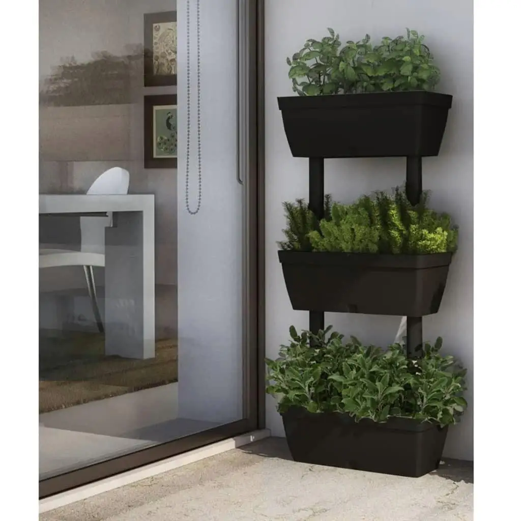 

Set of 6 Anthracite Garden Planters - 39.4 inches Durable Outdoor Pots for Flowers & Plants