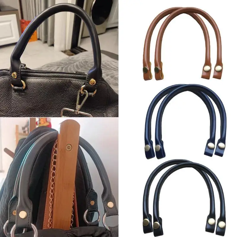 

2pcs Bag Belt Pu Leather Shoulder Bag Straps DIY Replacement Women Handbag Handle With Snap Button Bag Part Accessories