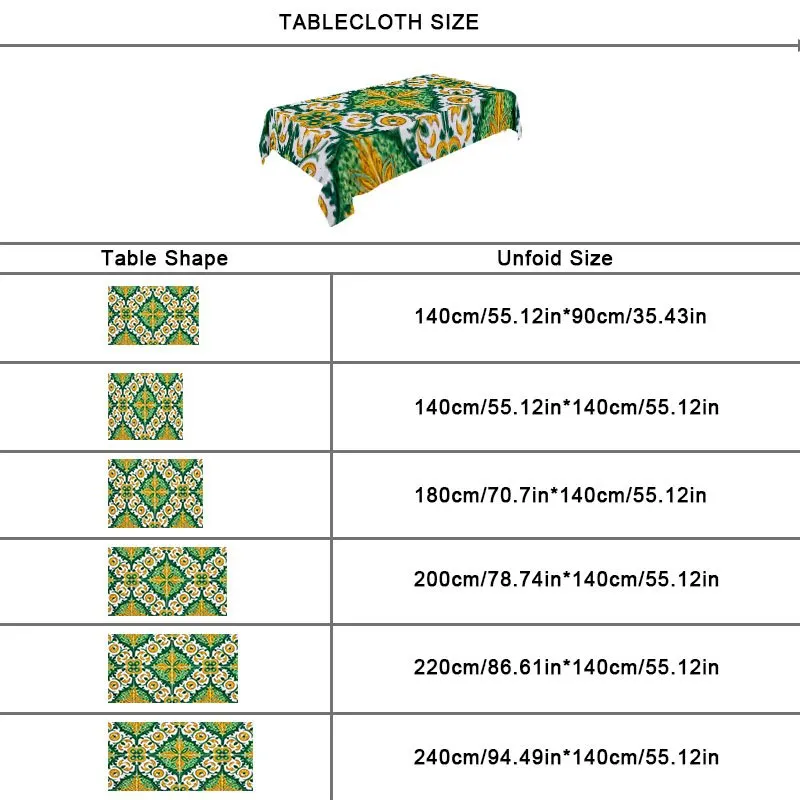1pc Soft Elegant Floral & Geometric Tablecloth Suitable for Indoor/Outdoor Use - Machine-Washable Easy-Clean Rectangular Table Cover with Floral Pattern, Fits Round/Rectangular Tables, Fabric for Dining Table Decor, Parties, Picnics