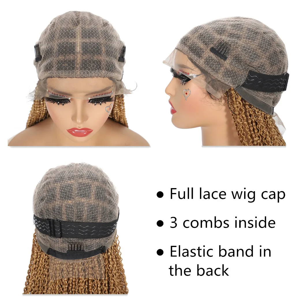 黒人女性用フルレースウィッグ ロングカーリーブレイドウィッグ 人工毛 カラー27 #   613 #   合成ウィッグ 女性用 日常使い ベビーヘア付き