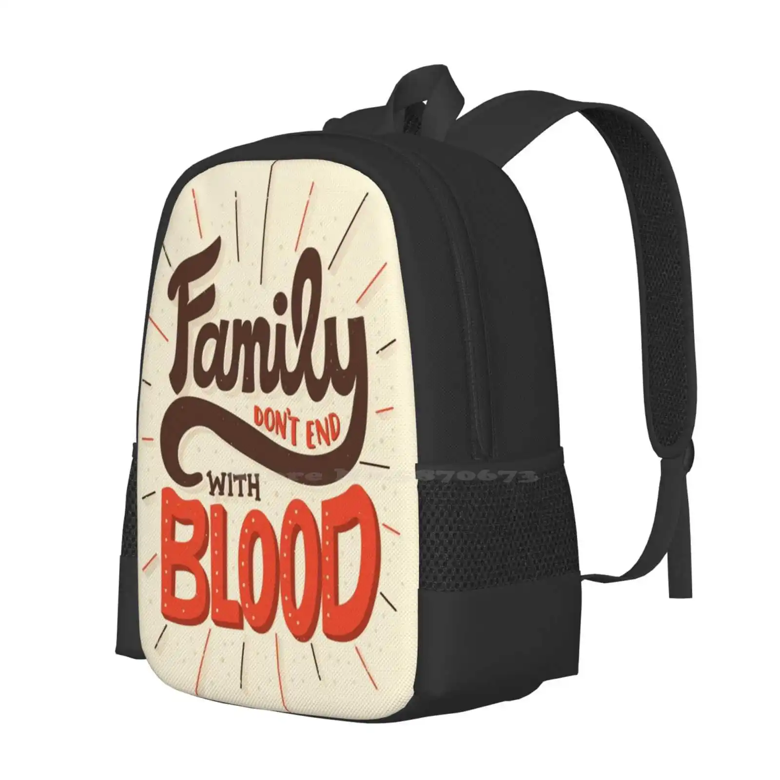 Family Don'T End With Blood Hot Sale Schoolbag Backpack Fashion Bags Supernatural Spn Family Dont End With Blood Fandom Quotes