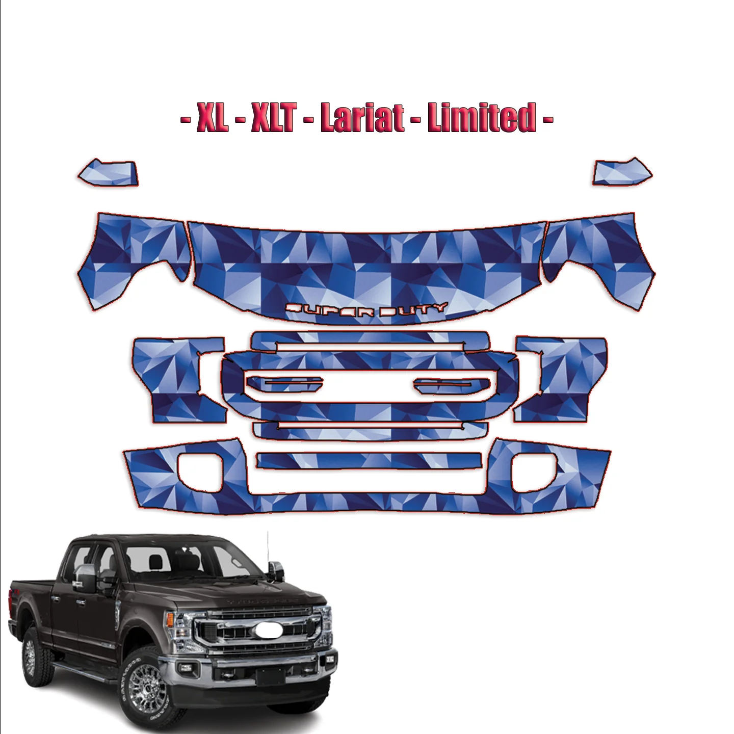 

2020-2022 Ford F-250 F-350 Super Duty Precut Paint Protection PPF Частичная передняя часть