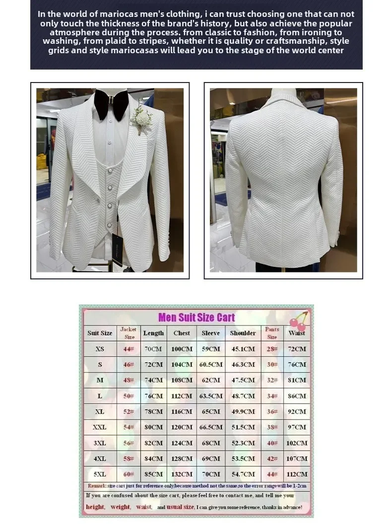 Men\'s 3 Pieces Formal Suit Set Blazer Vest Pants Wedding Groom Suits Best Man Dinner Engagement Tuxedo for Men Suits for Men