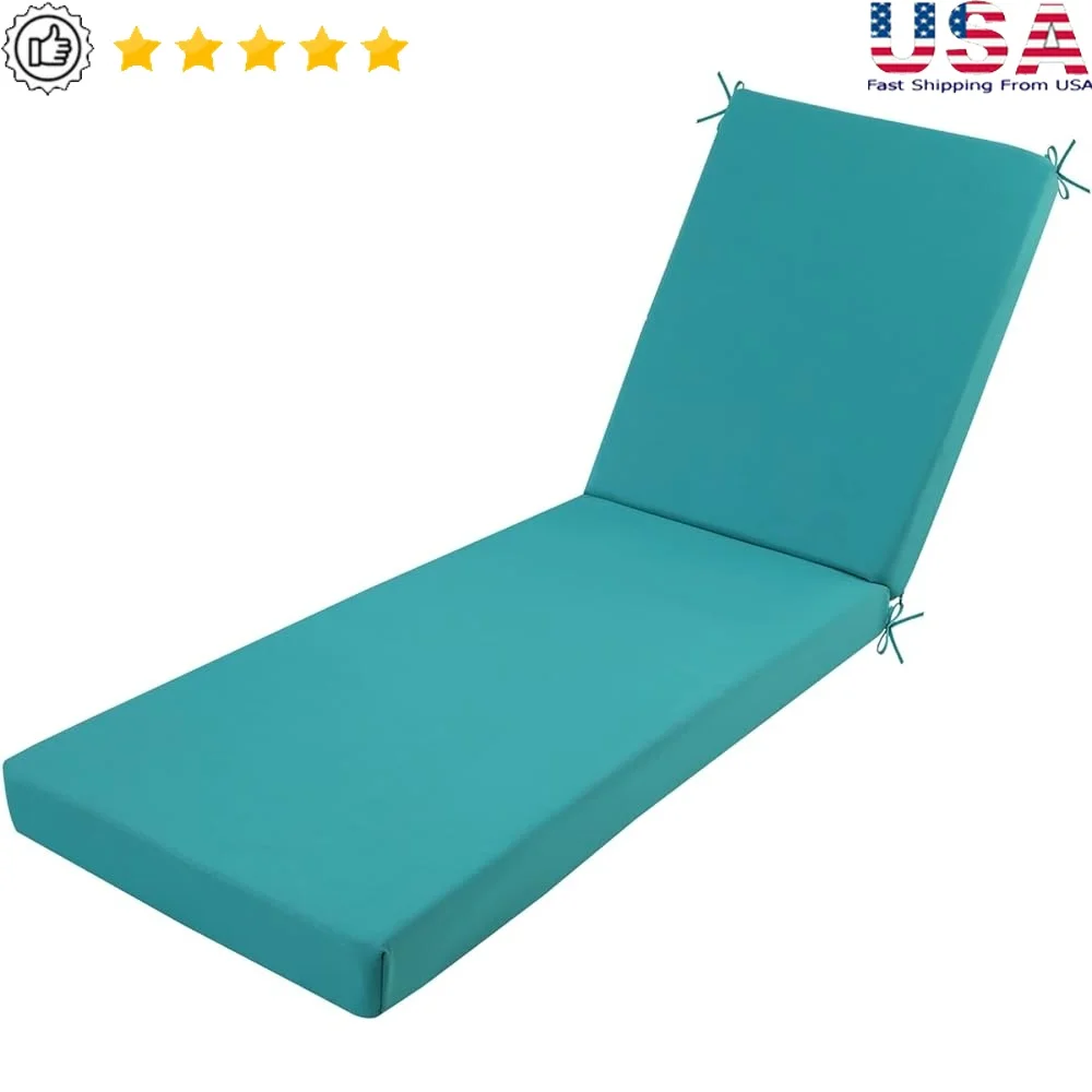 

Patio Chaise Lounge Cushions Replacement Weatherproof Ergonomic Comfort Foam Durable Stitched Ties Lawn Pool Furniture