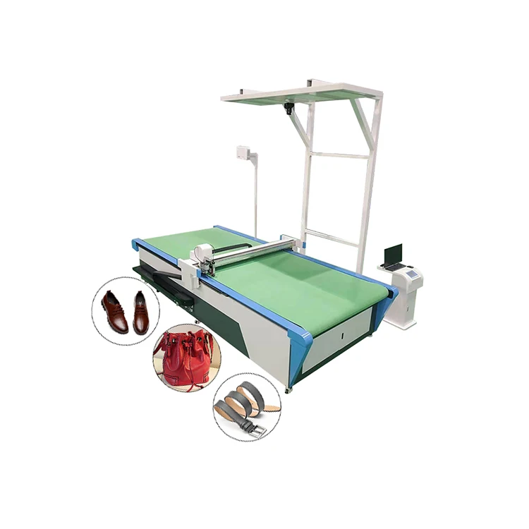 Quality Assurance Genuine Shoe Leather Cutting Machine Shoes Patterns Digital Cutting with Pick up Table Projector and Camera