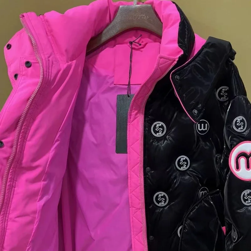 Hooded Women Jacket Short Winter Coat Female Color Collision Letters Down Jacket Loose Thick Warm Parkas Fashions Coats Down
