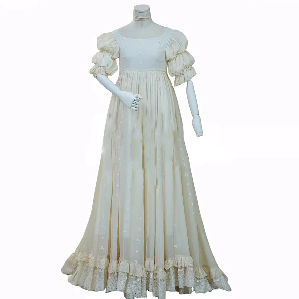 

Regency Embroidered Wedding Dress 1800s Victorian Royal Court Noble Princess Ball Gown Carnival Christmas Party Bride Costume