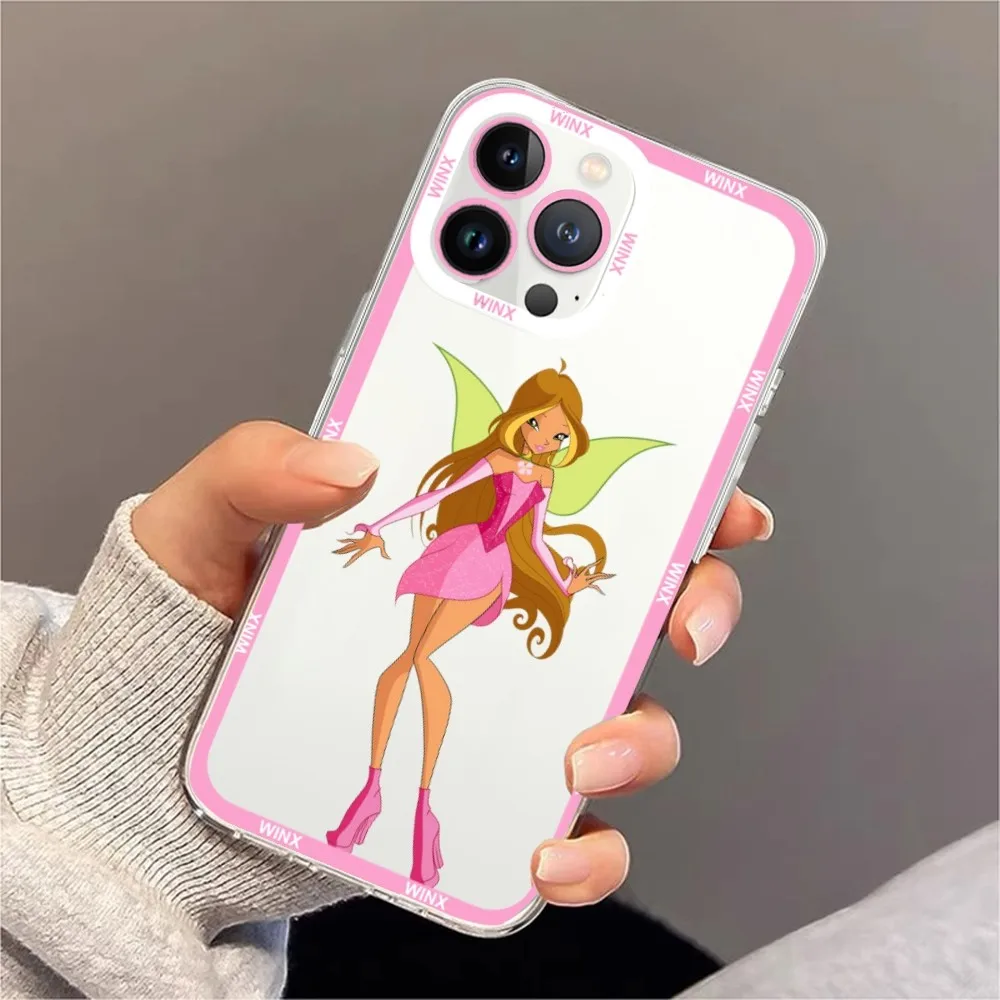 W-Winx Cartoon C-Club Phone Case For iPhone 11 12 Mini 13 14 15 Pro Max Transparent Shell