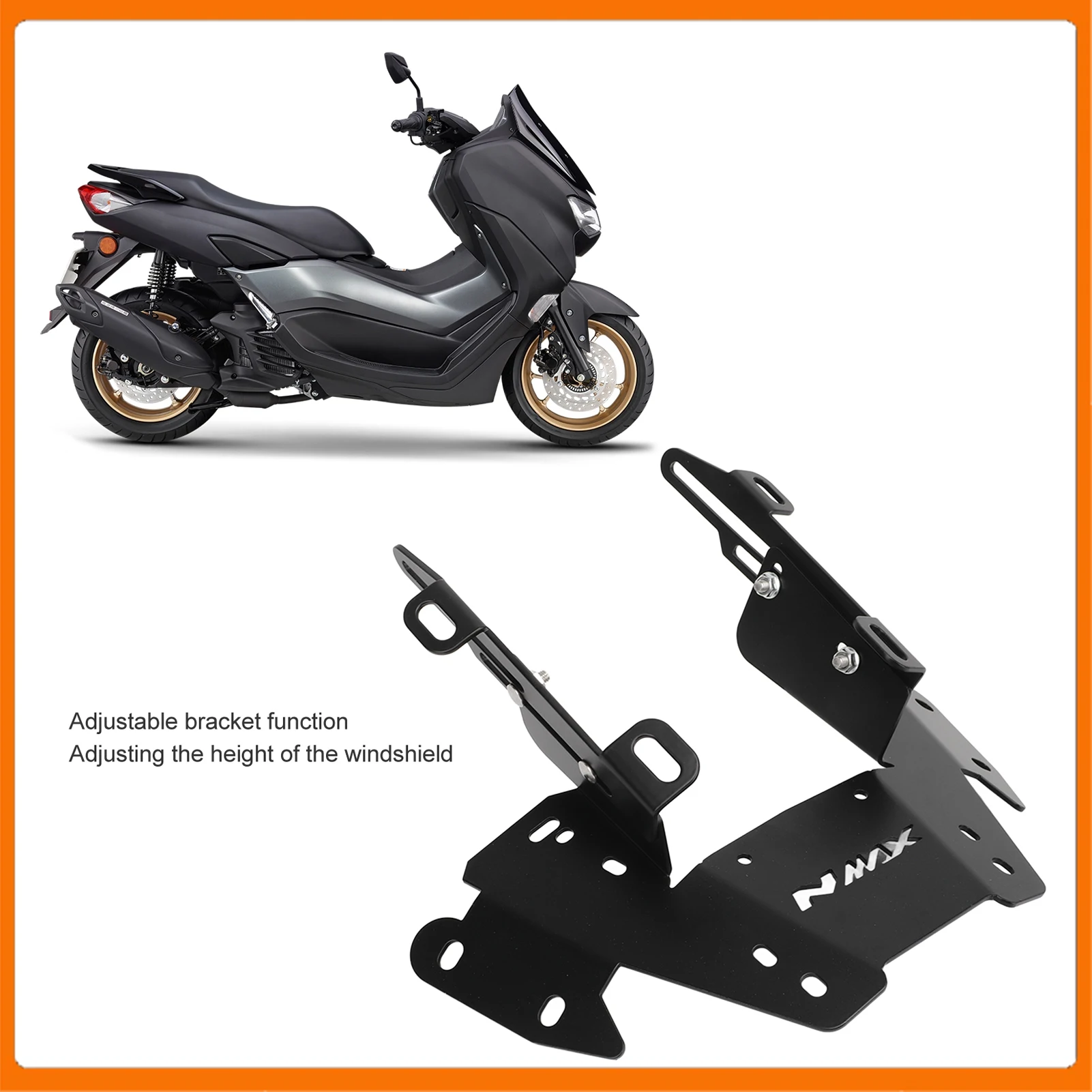 

Motorcycle Windshield Mount Bracket Motorcycle Bracket High Balance High Strength Adjustable Black for Nmax 155 2020‑2022
