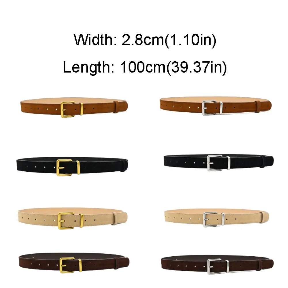 Ceinture en cuir suédé avec boucle ardillon rétro, Design de luxe, ceinture de taille polyvalente pour femmes, décoration pour jeans