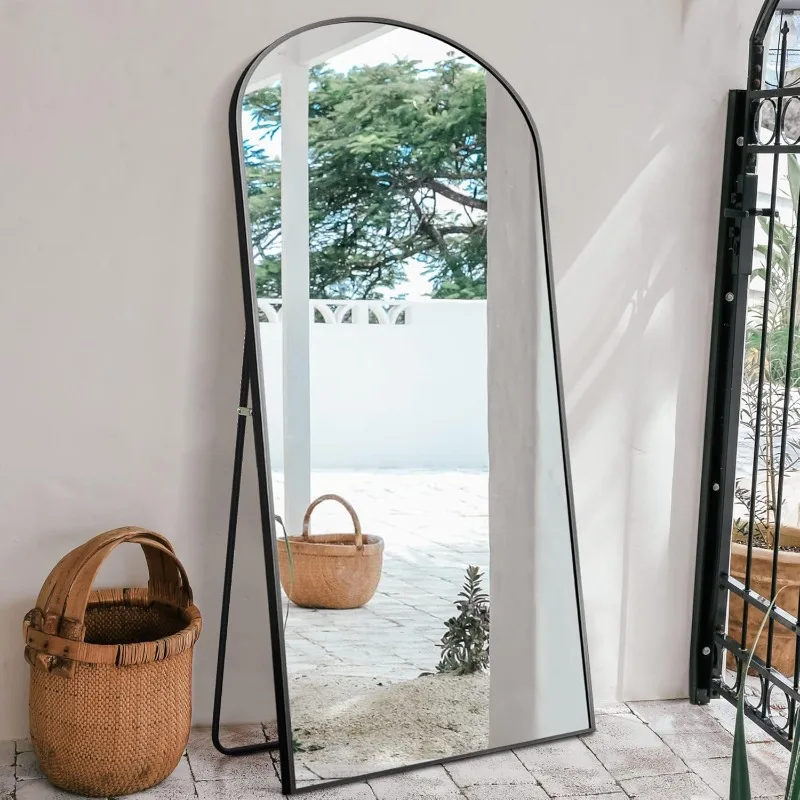 Arched Full Length Mirror, 71”x27”, Large Full Body Mirror with Aluminium Metal Frame, Shatter Protection, Wall-Mounted Mirrors