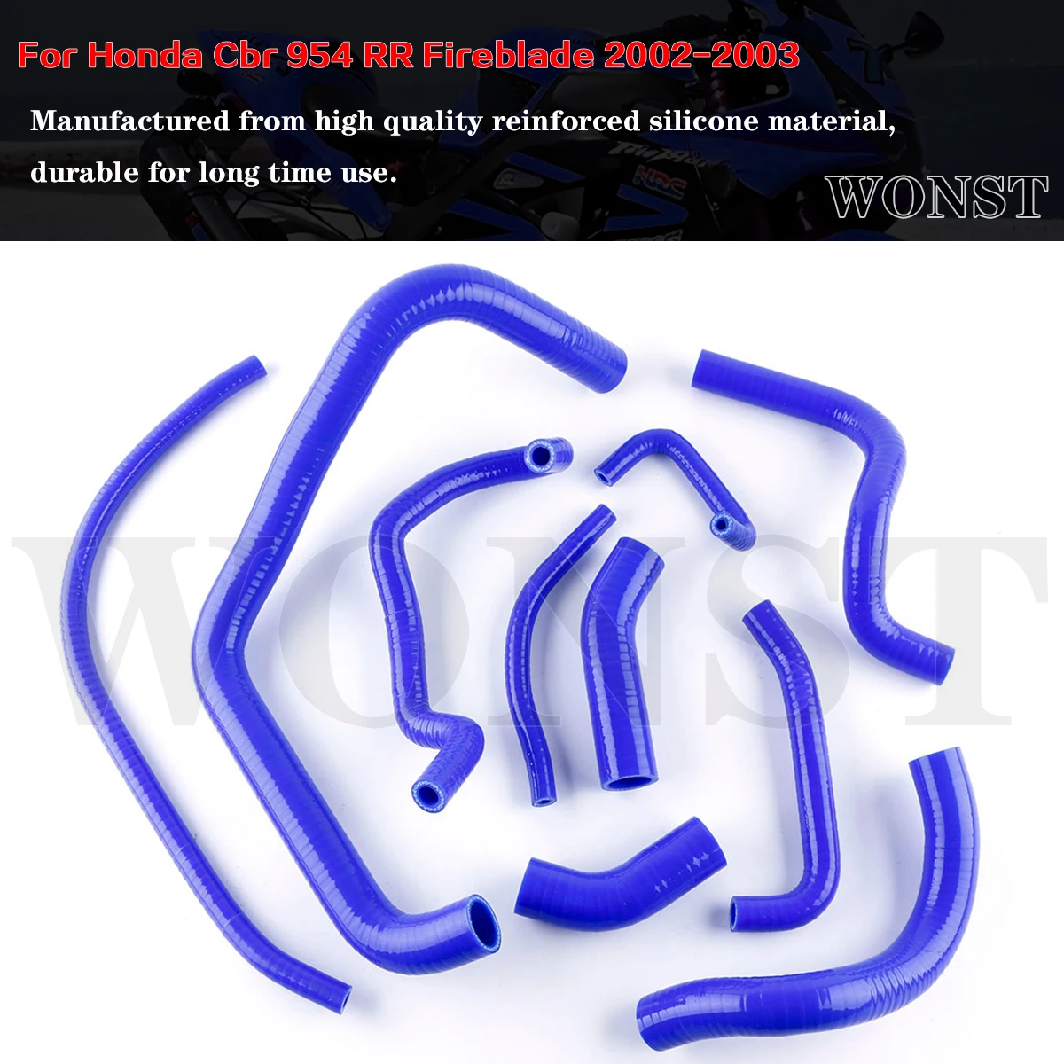 

10Pcs For 2002-2003 Honda CBR 954 RR 954RR Fireblade Silicone Radiator Coolant Hose Kit