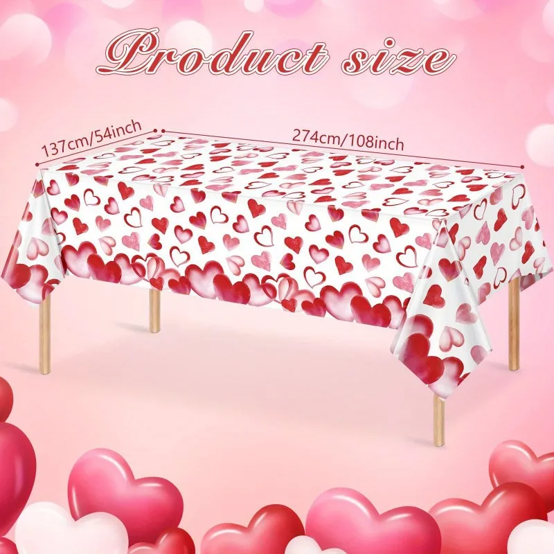 

Valentine's Day Love Tablecloth Pink Heart Table Covers Table Decorations Valentine's Day Wedding Party Home Decoration supplies