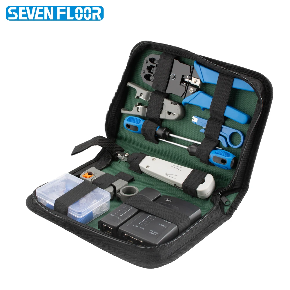 Cat5 RJ45 Crimping Tool Kit 8P6P4P Network Tester Krone Punch Down Tool Cable Strippers Screwdrivers K1 Connectors Plugs Boots