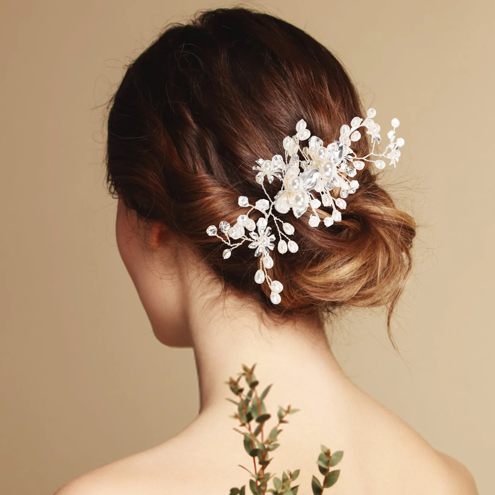 

Elegant Pearl Hair Comb for Brides Decorative Bridal Accessory with Durable Inlaid Pearls Hair Combs for Wedding