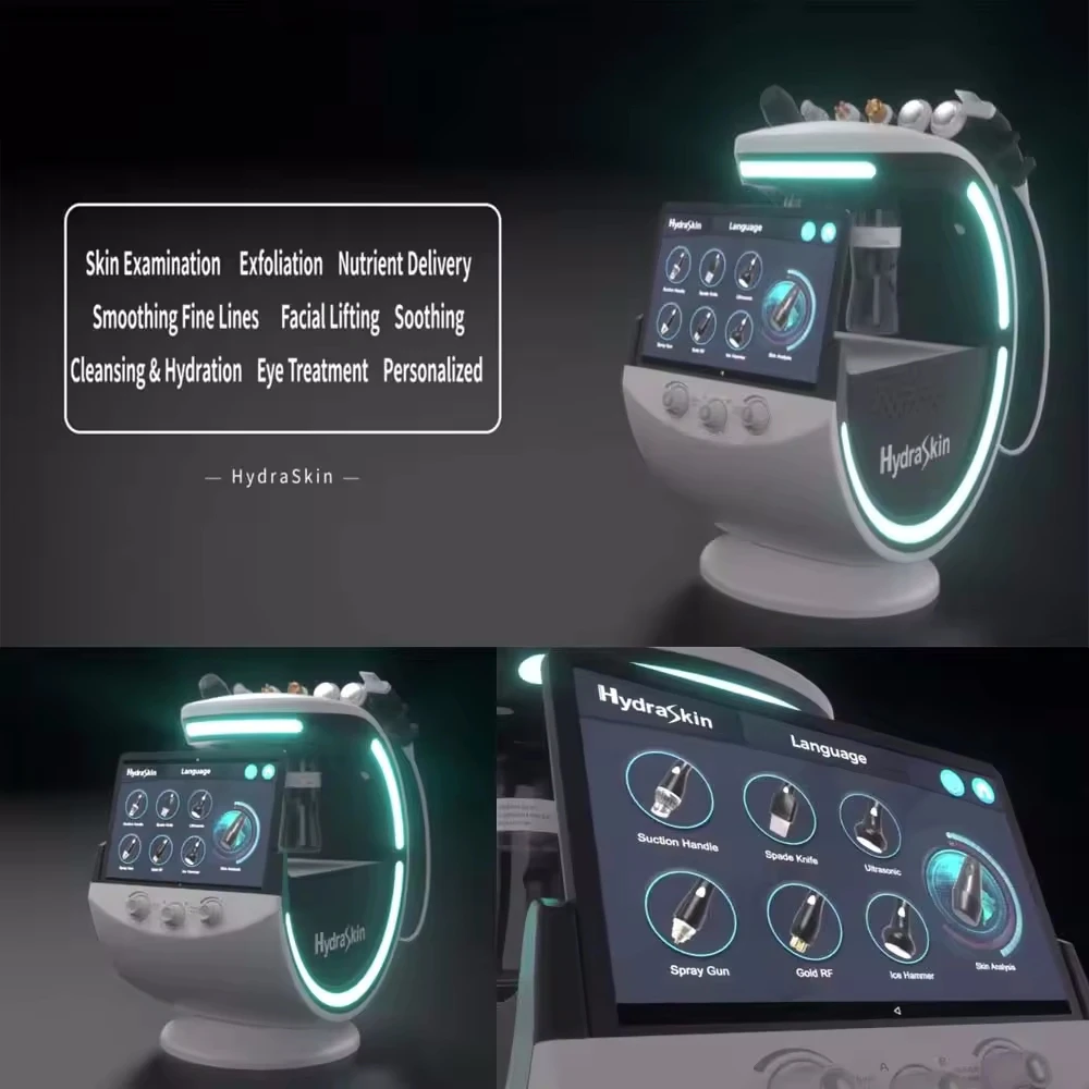 Professional Ice Blue Hydrofacial Machine 7-in-1 Hydra Dermabrasion Skin Analysis Multi-function Facial Care Device