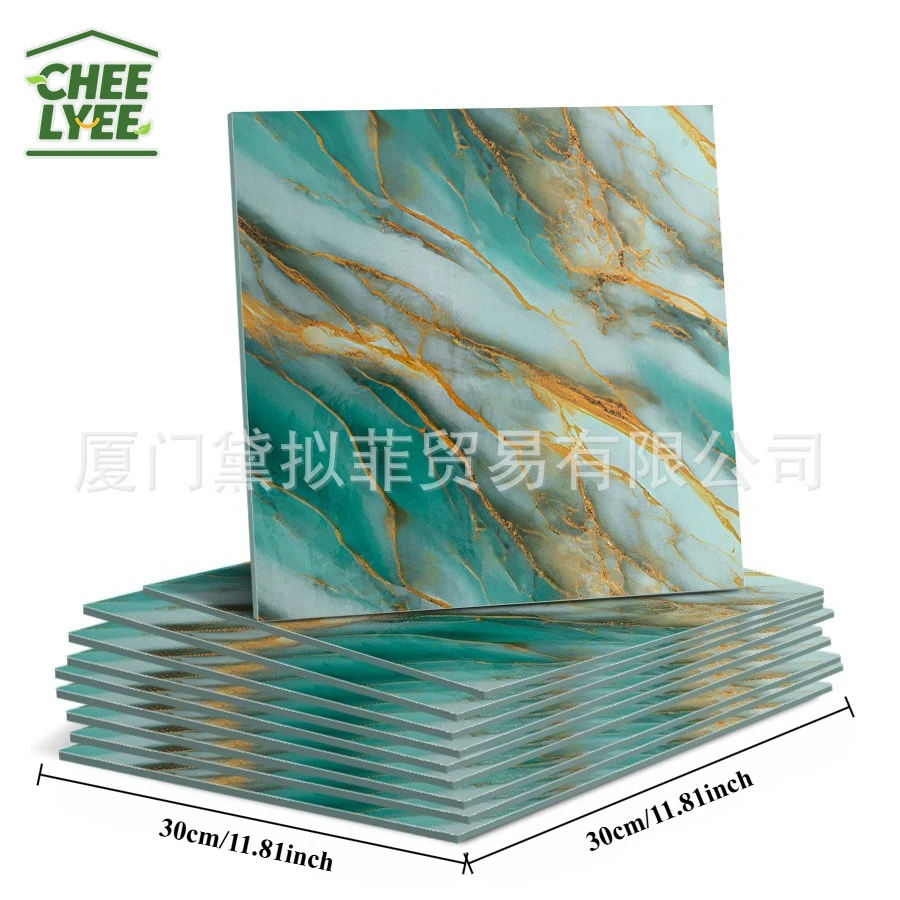 20 Sheets 30CM Square 2.5MM Thick PVC Self-Adhesive Wall Tiles-Marble Waterproof for Shower Kitchen Backsplash DIY Home Upgrade