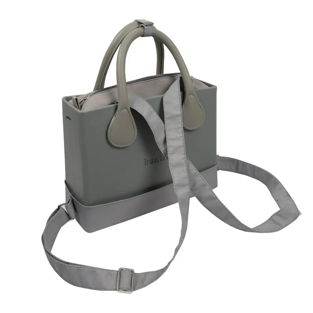 New huntfun Rubber Silicon EVA Square Bag with inner pocket with strap round Handle belt Women handbag shoulder O Bag Style