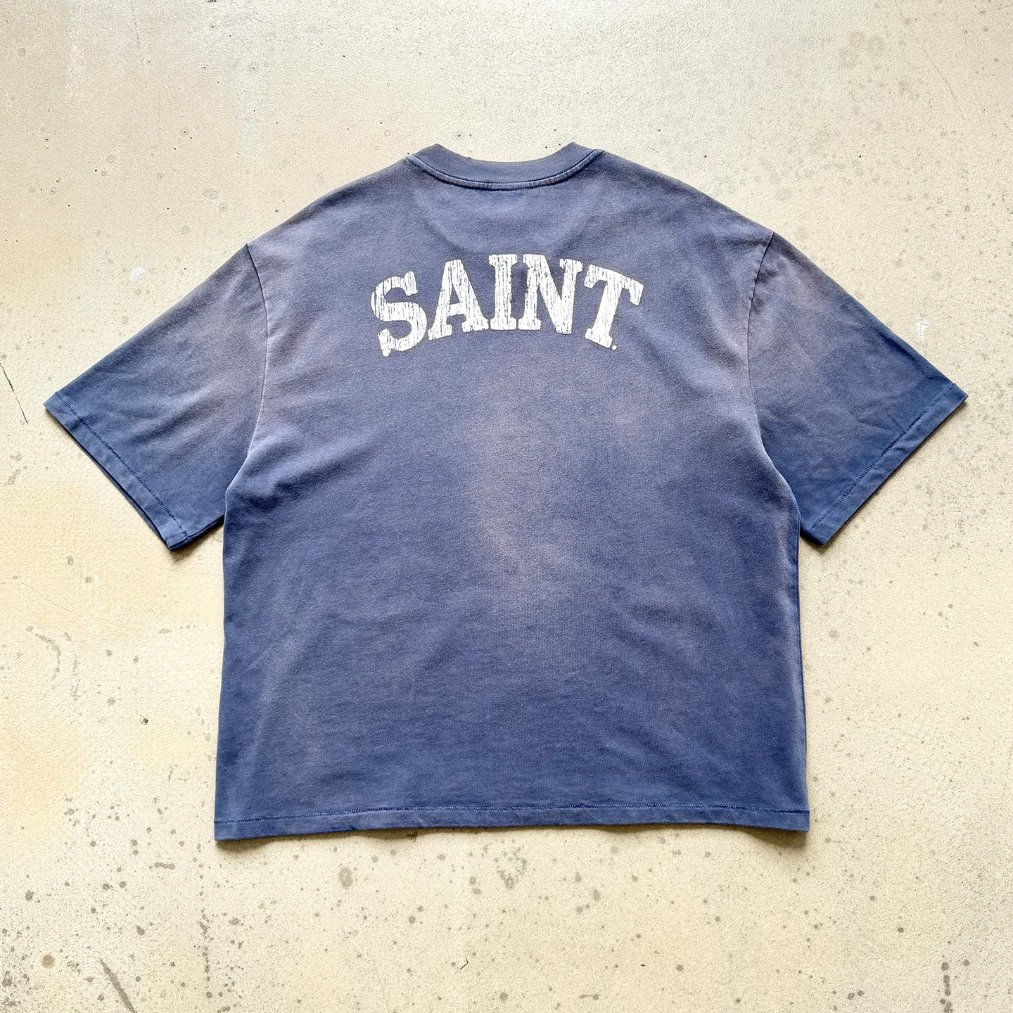La Lumière French Glow Limited Washed Short Sleeve T-Shirt Men's Vintage Style Cotton round Neck Letter Pattern Trendy Top
