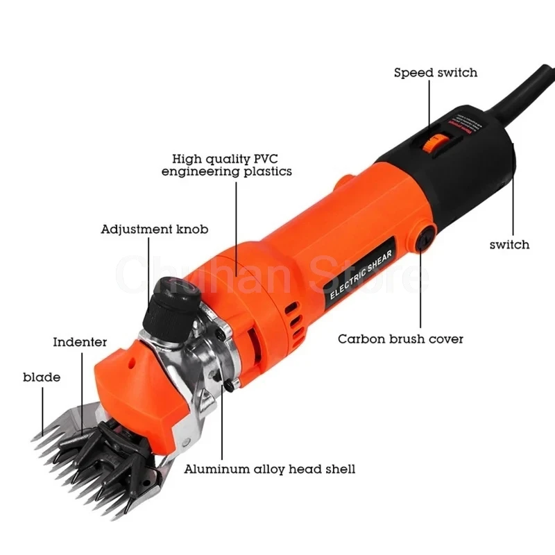 Mesin Pemotong Kambing Domba Elektrik Kecepatan 1280W 6 Gigi 220V Alat Pemangkas Mesin Pemotong Gunting Wol dengan Kotak 13 Gigi Clippe
