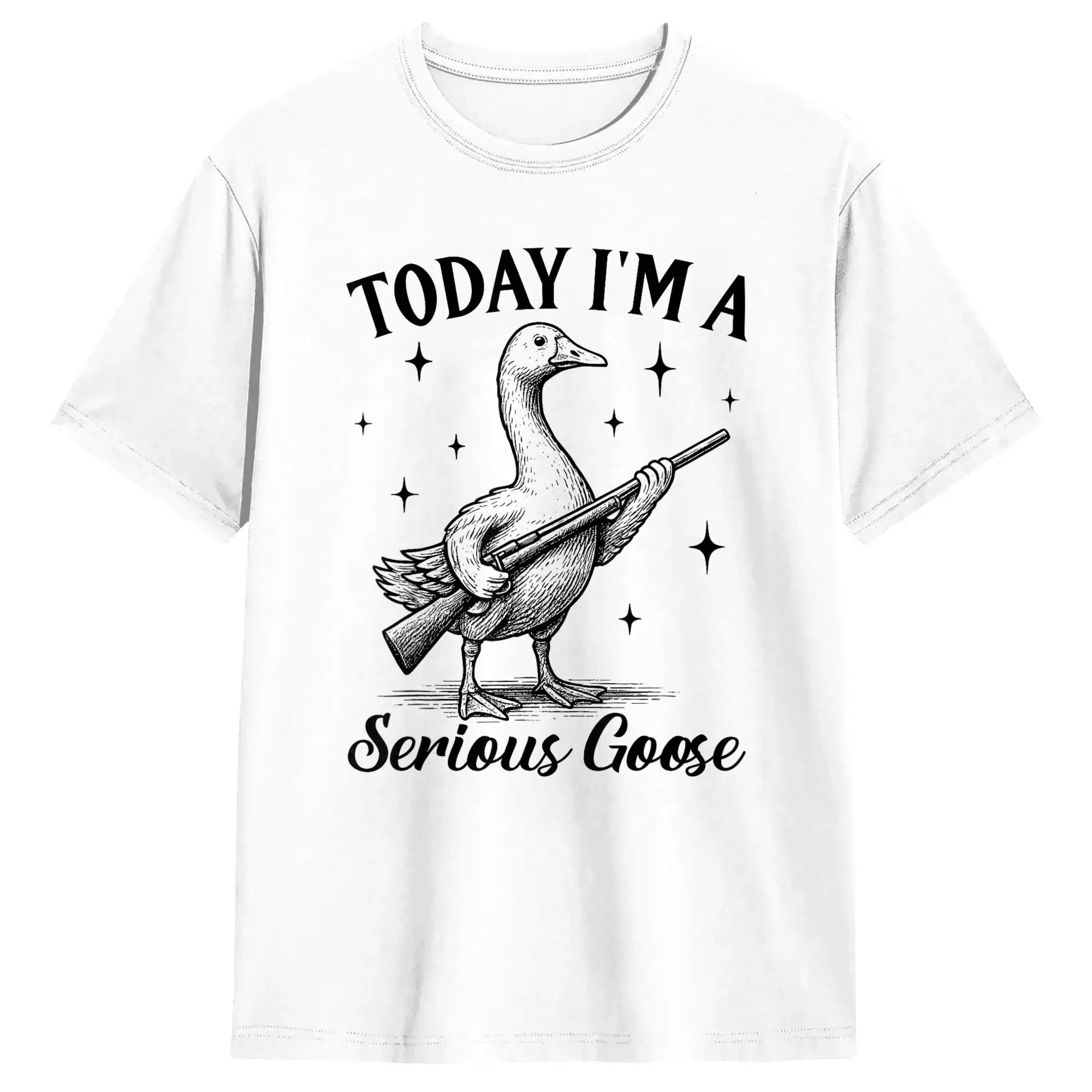 Men T Shirt Vintage Today I‘m A Serious Goose Funny Goose with Gun Meme T Shirts Harajuku  Summer Tees Aesthetic Cotton Tops
