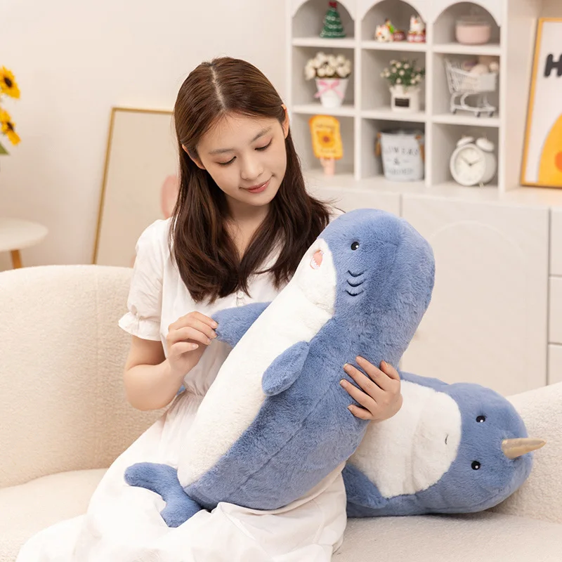 35/70cm High Quality Soft Marine Animal Seal Plush Doll Pillow Cartoon Shark Narwhal Plush Toy Home Decor Appease Gift For Kids