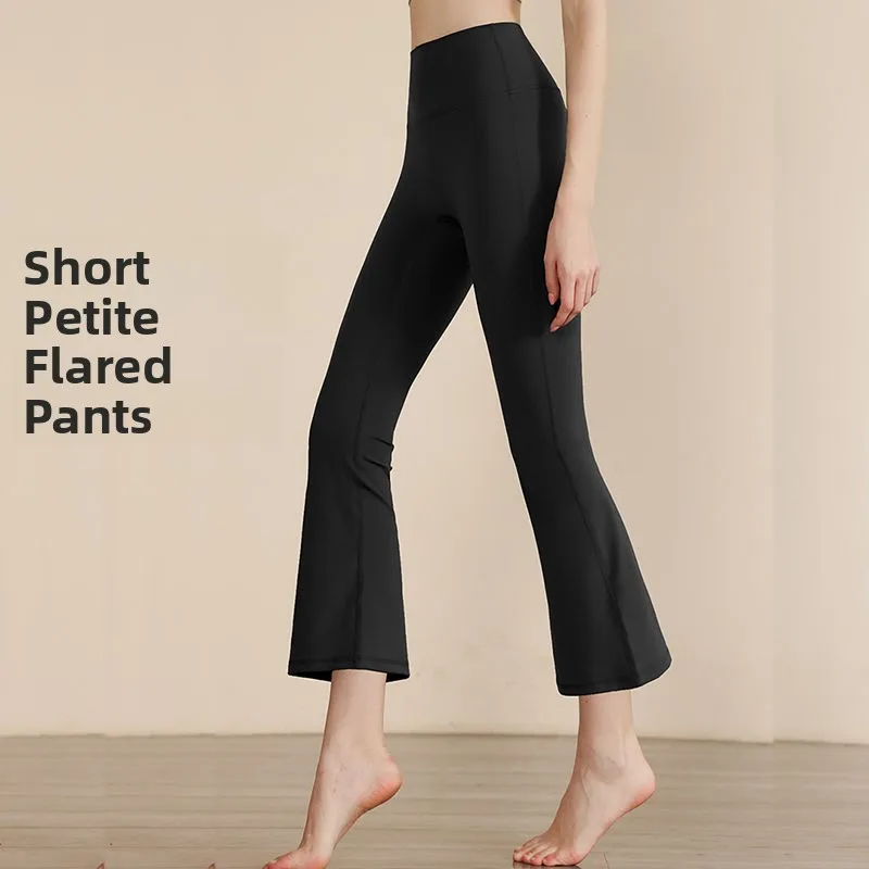 High Waist Yoga Pants Slimming Fitness Trousers Nine Points Training Sports Flared Pants Outerwear for Spring Summer