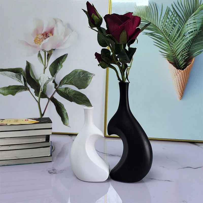 Irregular Shape Flower Vase Retro Style Plastic with  Texture Decorative Accent for Office Living Room