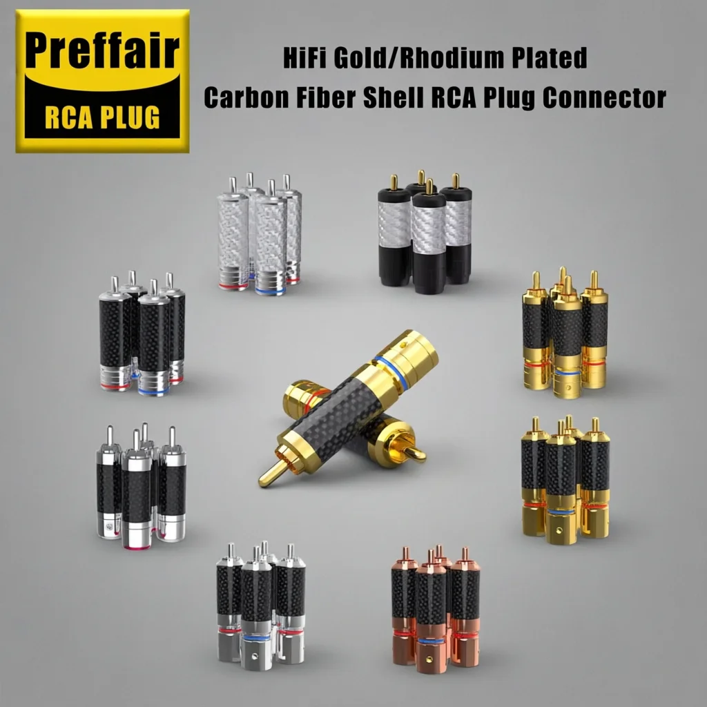Gold-Plated Brass Conductor, Rhodium/Gold RCA Socket, Soldering Terminal for Home Theater & Sound System (Cable Dia. 8.5-10.5mm)