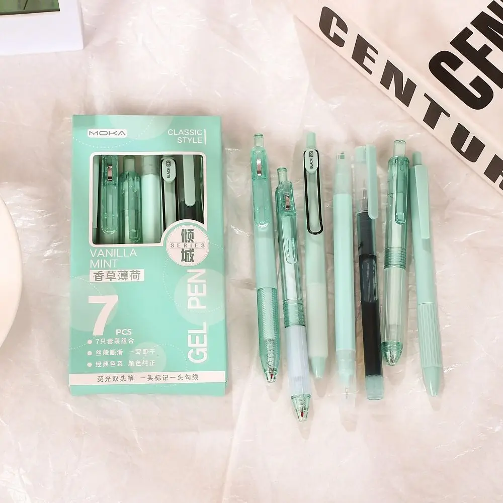 7 Stks/set Creatieve Sneldrogende Inkt Gel Pen St Tip Student Specifieke Balpen Cadeau Schrijfgereedschap School Kantoor