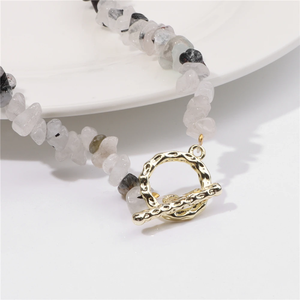Freeform Chip Gravel Necklace Natural Stone Amethyst Aventurine Agates Beads Necklace Choker For Women Bohemian Necklace Jewelry