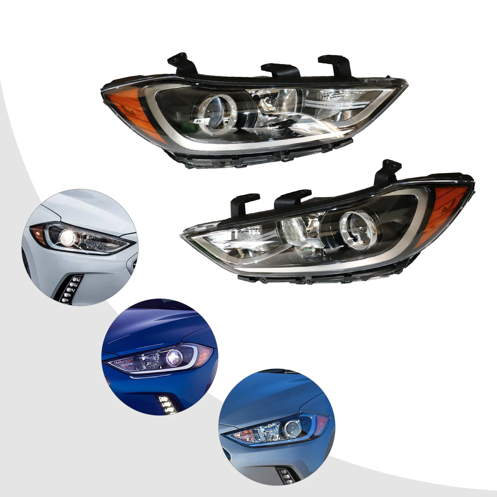 

[Left or Right]Halogen Headlight Fits for 2017 2018 Hyundai Elantra Halogen Headlamp Daytime Running Lights 92102f3000 Hy2503206