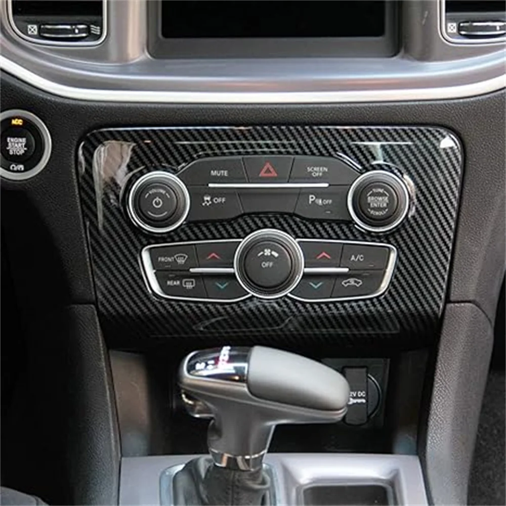Central Control A/C Air Condition Panel Cover Trim For Dodge Charger 2016-2021 Carbon Fiber Look Interior Accessories