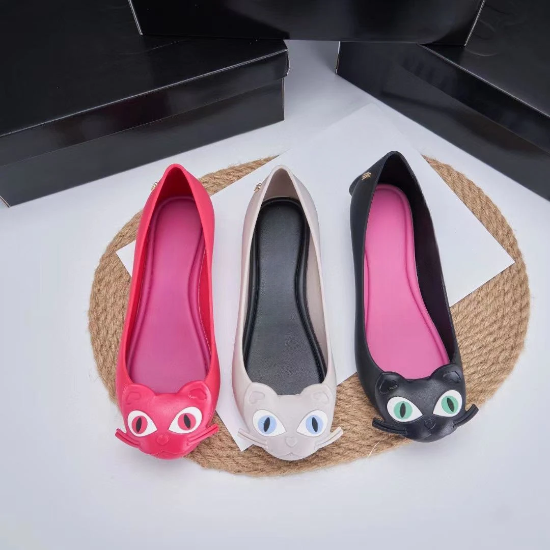 New Women\'s Fish Mouth Sandals Cute Fashion Parent Child Shoes Small Cat Head Shallow Mouth Jelly Beach Shoes with Fragrance