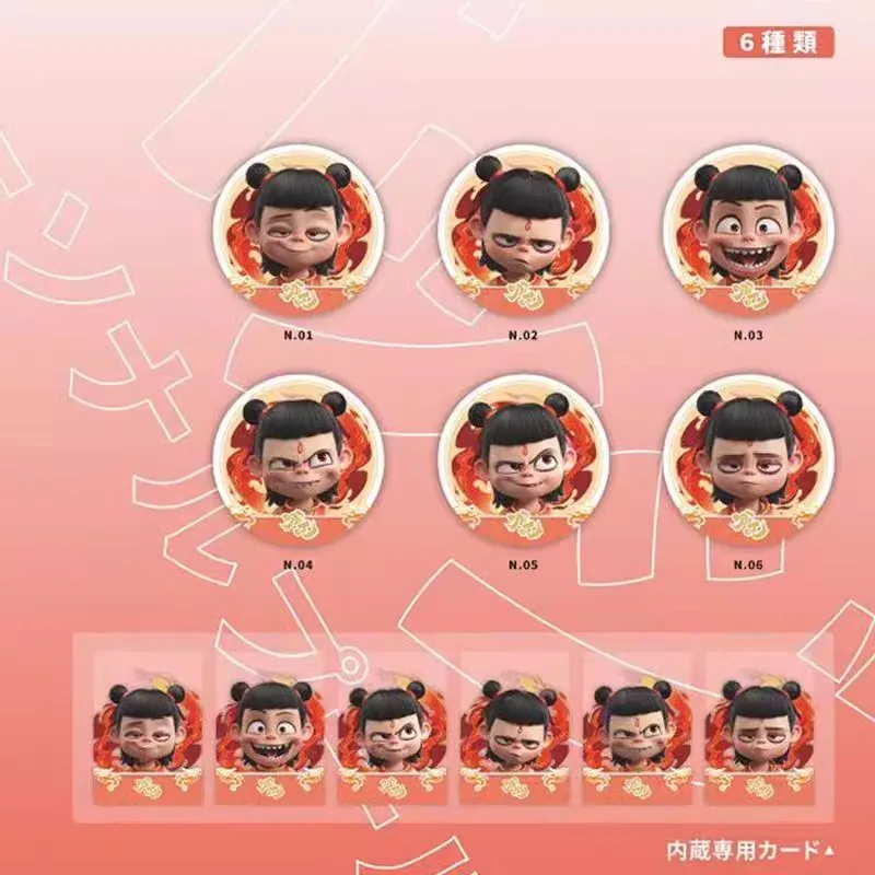 New Ne Zha 2 Mo Tong Nao Hai Merch Metal Badge - Ne Zha & Ao Bing Characters Laser Badges With Photo Card