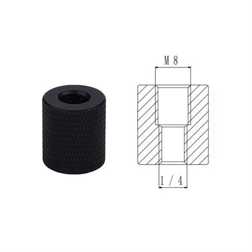 Tornillo de conversión de trípode de doble tuerca hembra a hembra, conector de aluminio negro para cámara 1/4 a M4/M5/M6/M8/M10