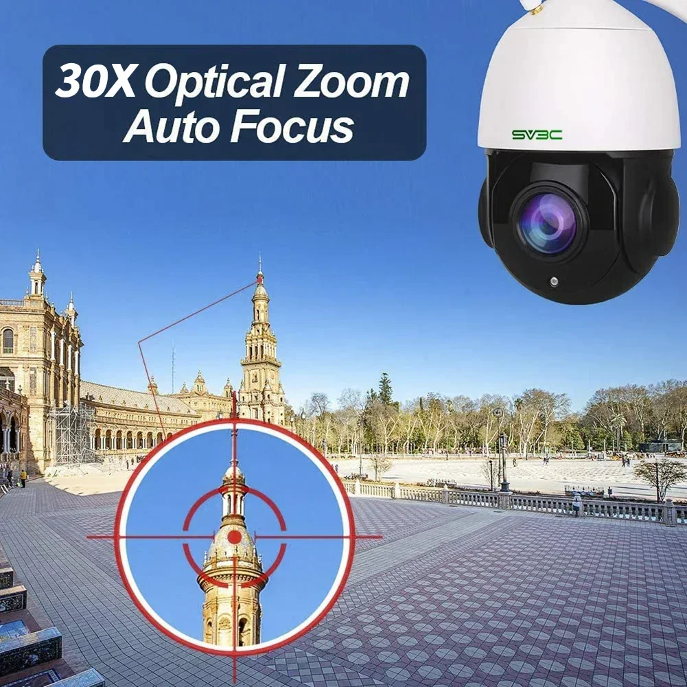 SV3C 8MP 30X Optical Zoom Surveillance Camera 2MP 5MP PTZ Wifi Camera Outdoor 2-way Audio Security IP Camera AI Human Detection