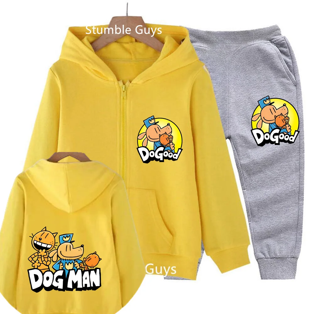 New Baby Boys Clothes Dog Man Zipper Hoodie Sets Kids Spring Autumn Girls Casual Hoodies+pants 2pcs Set for Children Boys Suit