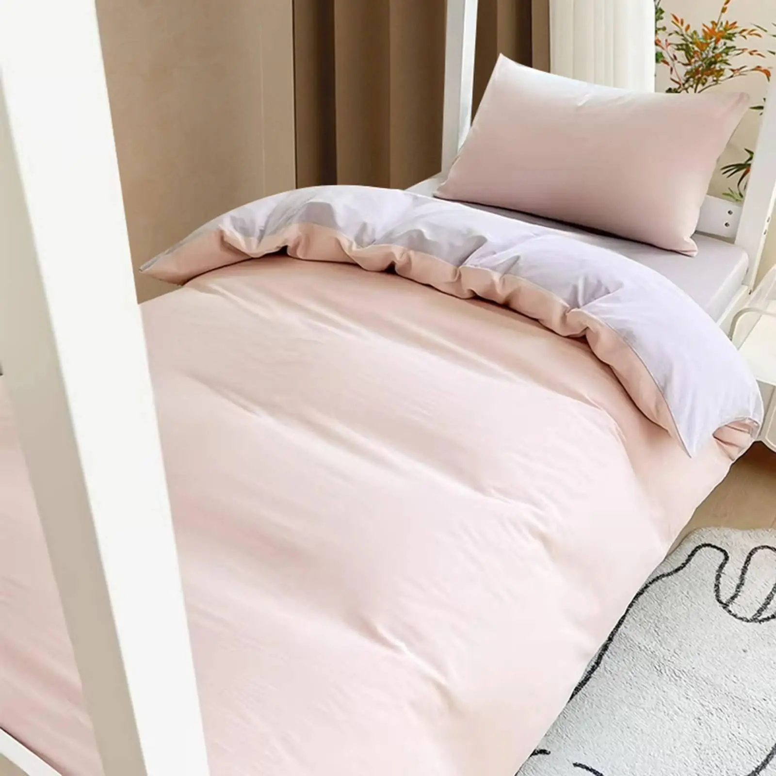 Single Bed Cotton Duvet Cover Set Complete 6 Piece Bed in a Bag with Pillow Insert for College Dorm Room