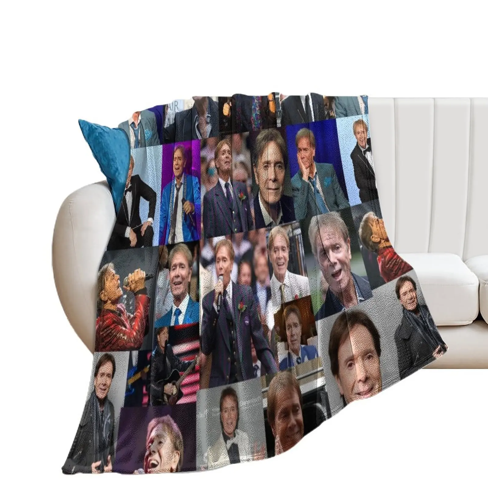 

Cliff Richard Veteran English Singer Squarish Photo Collage Throw Blanket decorative Camping Blankets