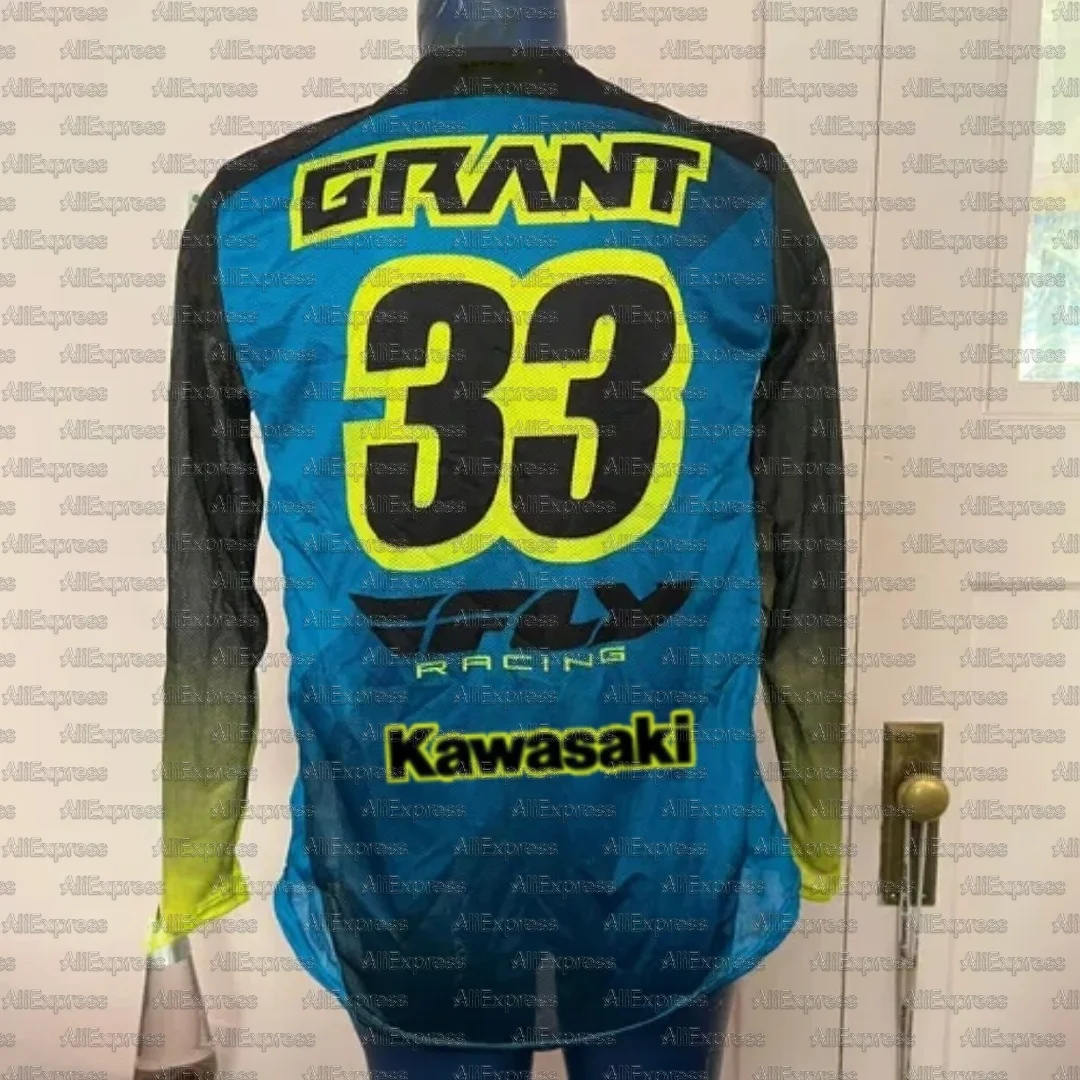 

Кавасаки Джош Грант # 33, быстросохнущая дышащая мотоциклетная спортивная рубашка для мотокросса с длинными рукавами, удобный тонкий трикотаж