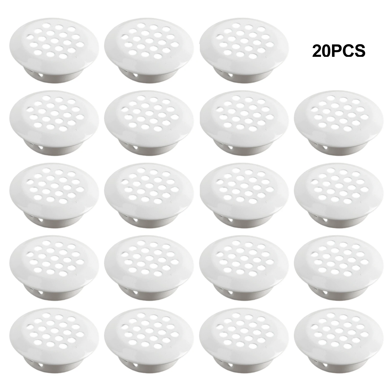 

20pcs/pack For Bathroom Closet Louver Round Vent Grille Mesh Hole Home Stainless Steel Ventilation Kitchen Easy Install Cabinet