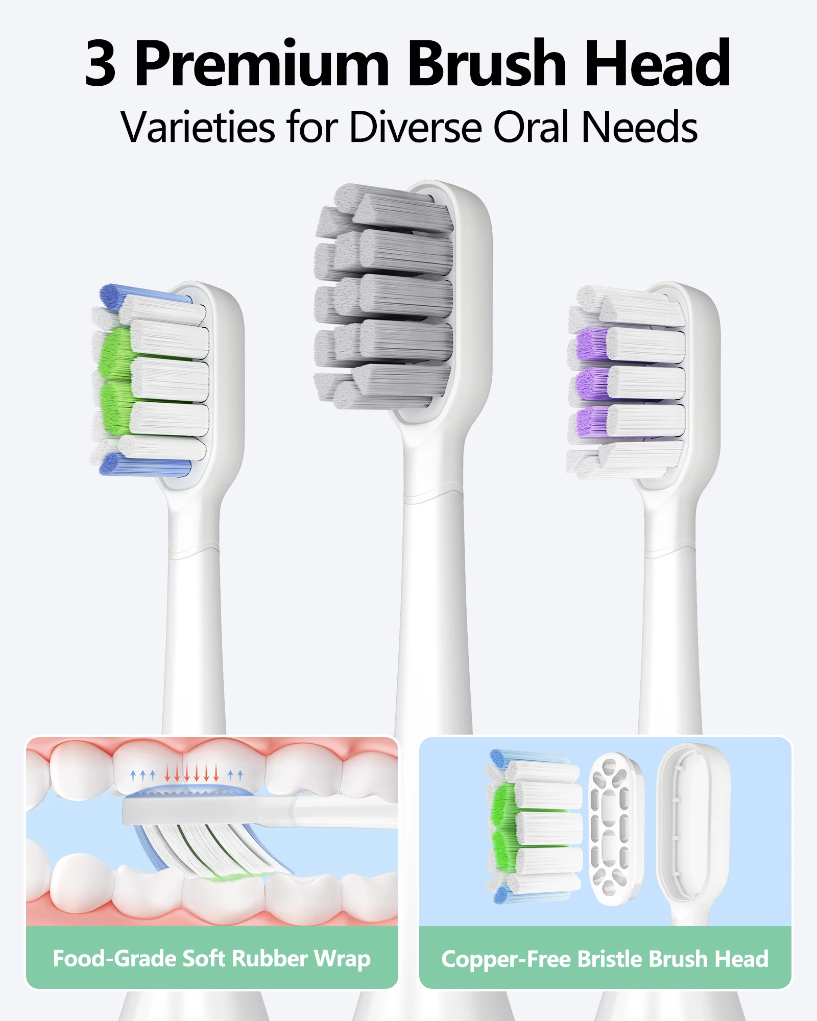 Sonic Electric Toothbrush for Adults, Oscillation & Vibration Smart Toothbrush with Customizable App, 3 Brush Heads, Waterproof