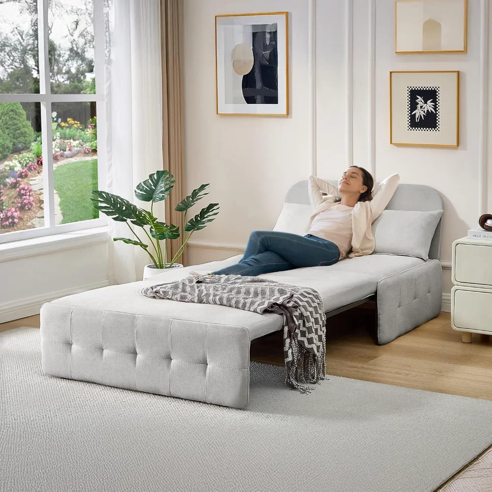 

Sofa Bed Couch Single Size,2 in 1 Pull Out Sofa with Pillows & Foldable Mattress, Space-Saving Futon Couch for Living Room.