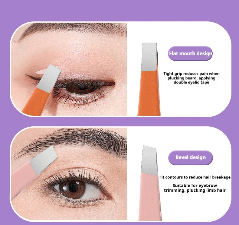 Pinzetten-Set 3-4 Stück Premium Edelstahl Augenbrauen-Pinzetten mit Präzisionsspitze für Körper- und Gesichtshaarentfernung – Detail 5