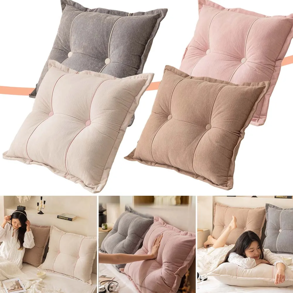 

Detachable Zipper Bedside Backrest Pillow Tatami Low Waist Support Cushion Student Dormitory Reading Rest Bed Pillow 60x70x18cm