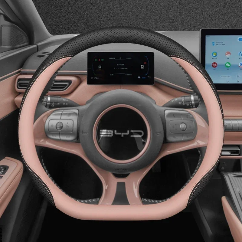 New Leather Steering Wheel Cover for BYD Atto 3 8 Dolphin Seal Sealion 6 Seal U Sealion 7 Tang Han Shark 2025 2026 Accessories