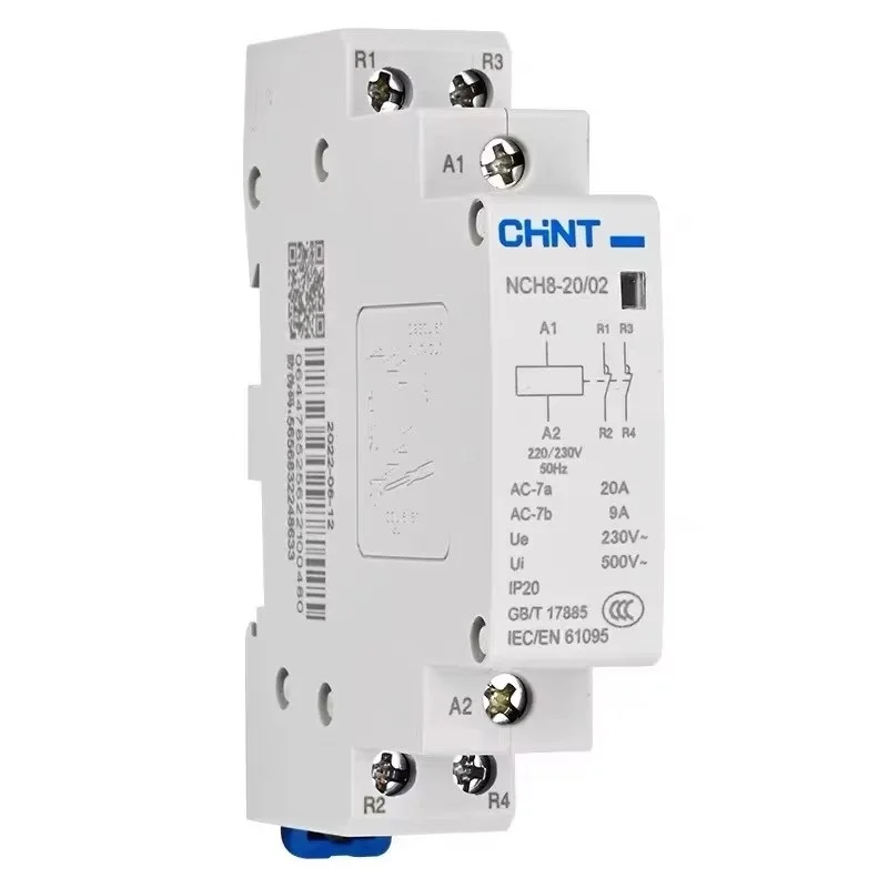 CHINT NCH8 20A 25A 40A 63A Din Rail Household MIni AC Contactor 220V 230V 400V 63/22 63/40 40/40 40/22 1NO 1NC 2NO 2NC 4NO 2P 4P